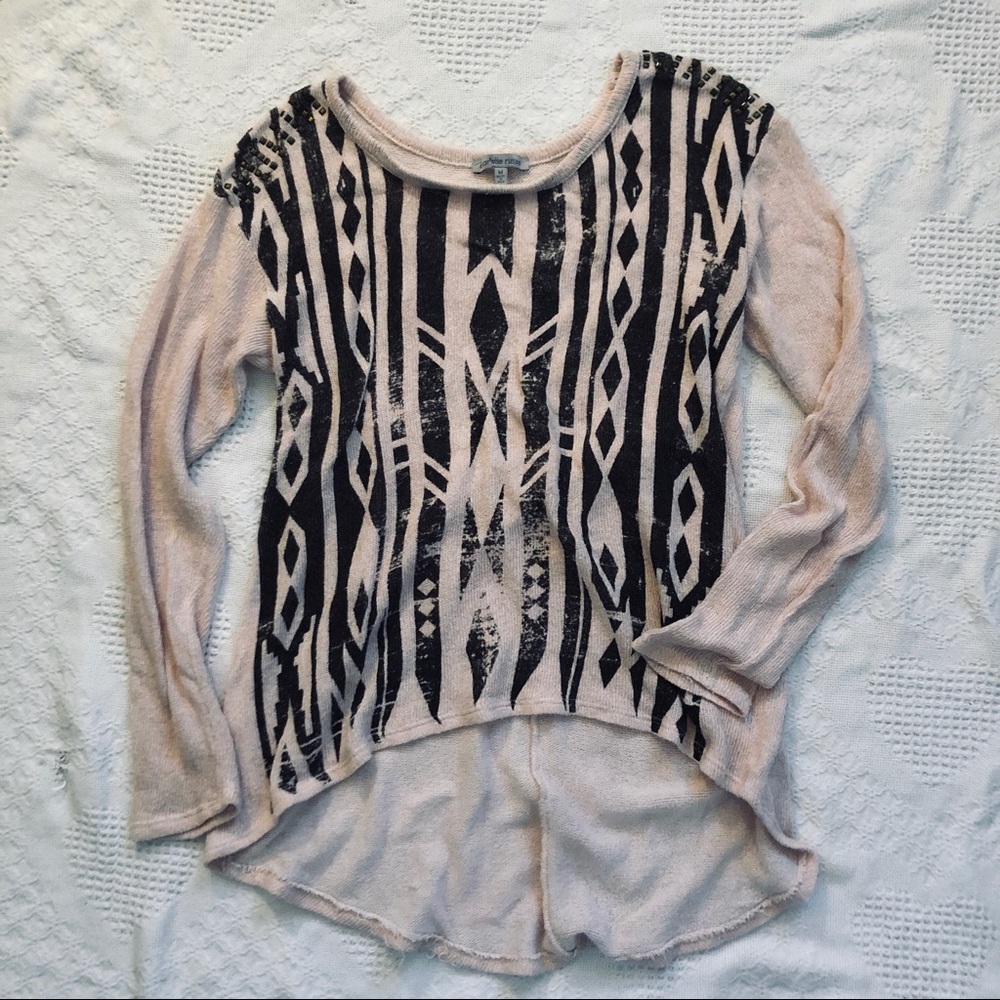 Embellished Tribal Print Sweater Top